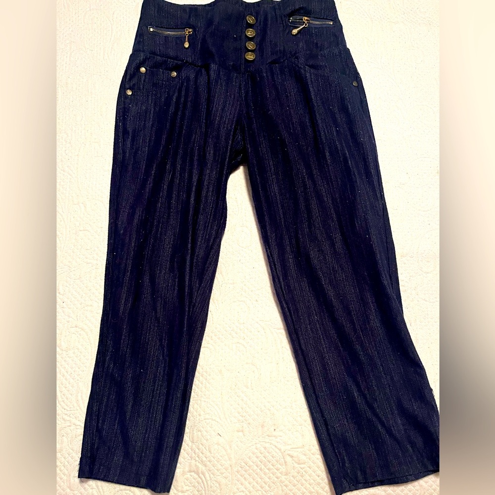 Dark Blue Jean-like stretchy Capris